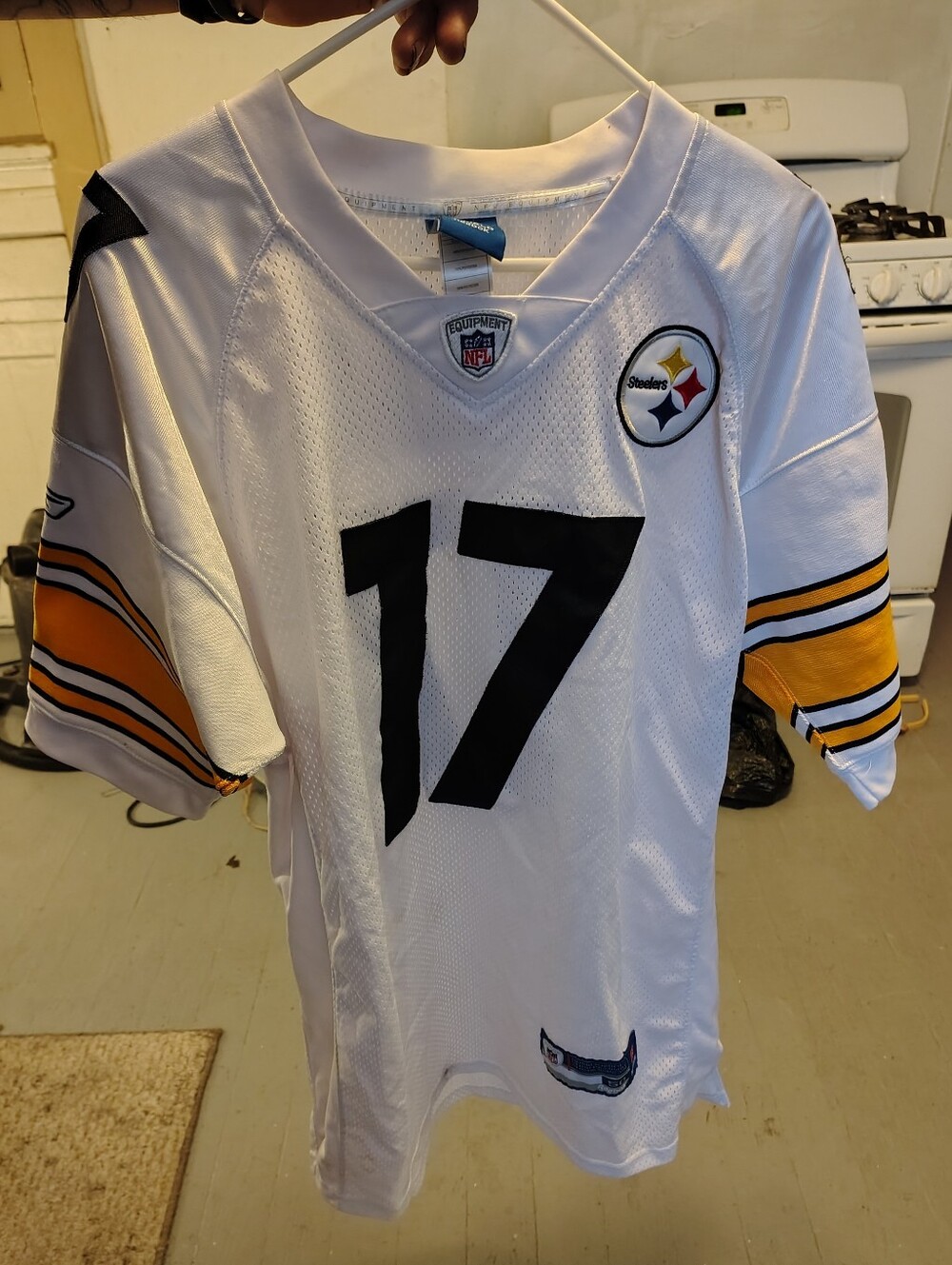 Reebok White Pittsburgh Steelers #17 Football Jersey with Black and Gold Accents